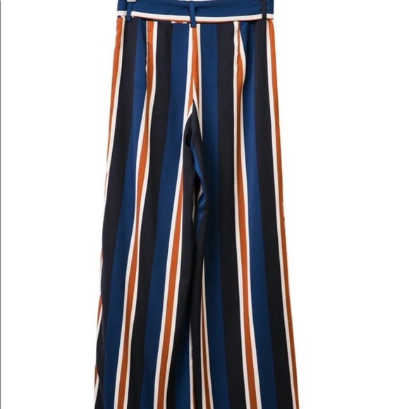 Stripped wide leg pants with belt - Picture 13 of 16